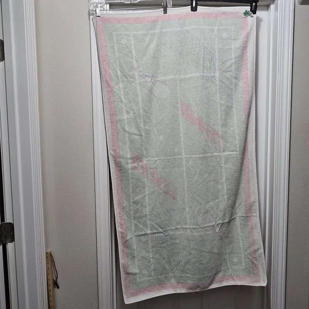 Vintage Tennis Beach Towel Cotton‎ 28x50 Island Fun 1980s